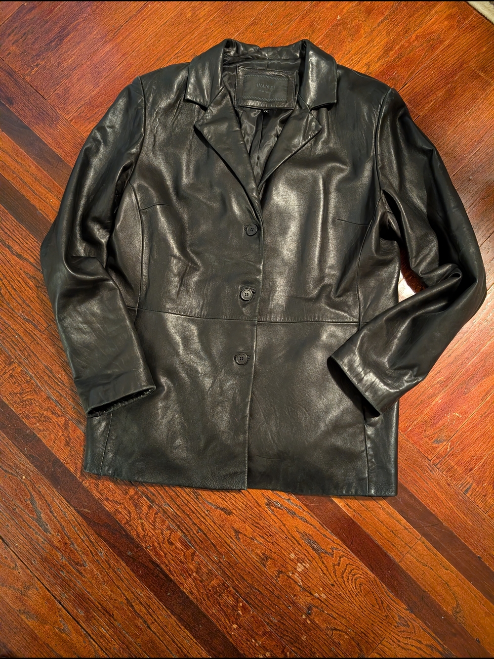 Avanti Black Leather Blazer Jacket